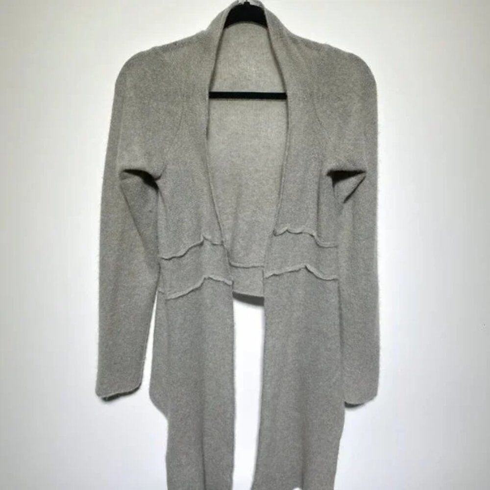 Cashmari Womens Grey Front Tie Cashmere Blend Cardigan Sweater Size S USA Made